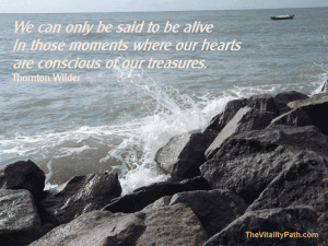 We can only be said to be alive in those moments where our hearts are conscious of our treasures. ~ Thornton Wilder